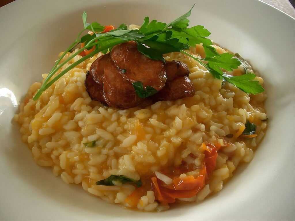 Risotto de chorizo y setas en la thermomix