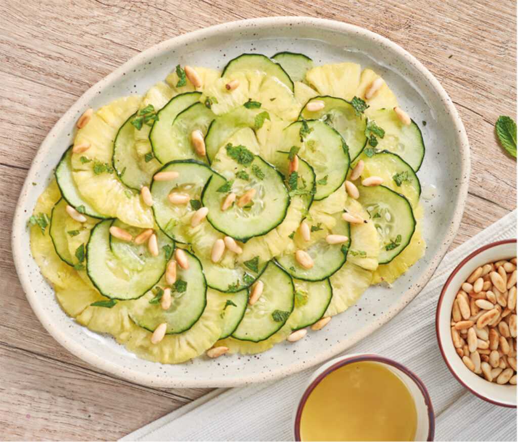 Carpaccio de pepino y piña en la Thermomix