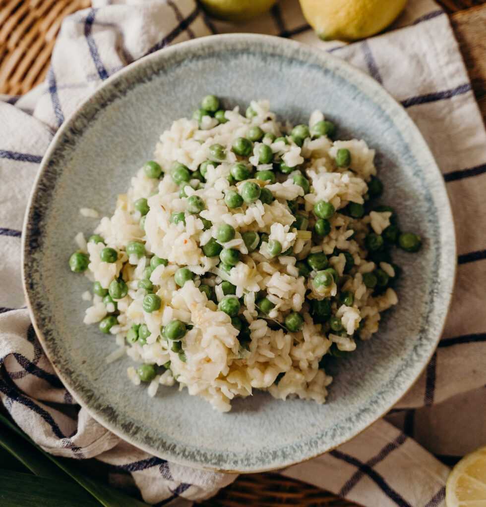 Arroz con puerros y guisantes en la thermomix