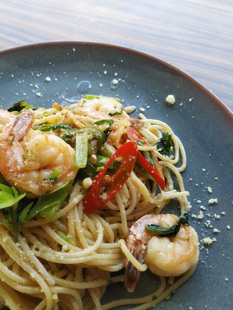 Fideos chinos con gambas en la Thermomix