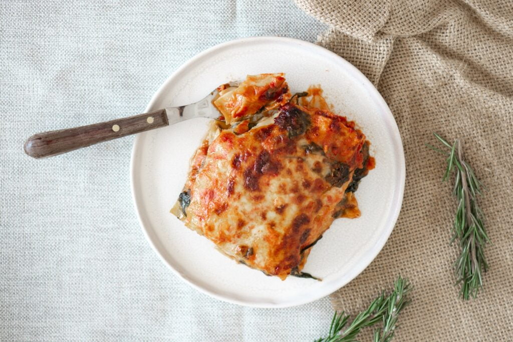 Lasaña de pollo con canelones