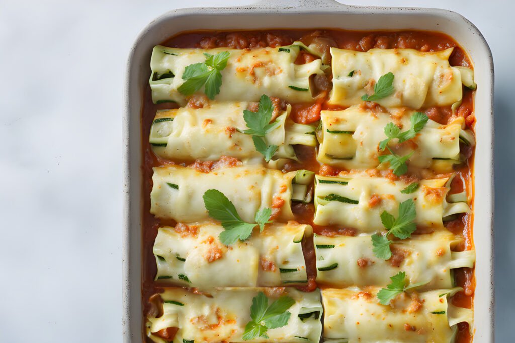 Canelones de calabacín, champiñones y queso de cabra en la Thermomix