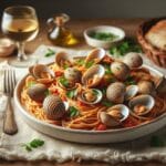 Spaguetis integrales con chirlas en la Thermomix